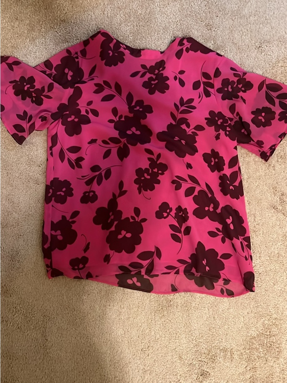 Ann Taylor Pink Short-Sleeve Floral Blouse